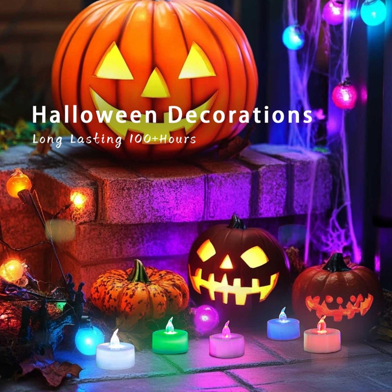 LANKER 24 Pack LED Tea Lights Candles, 7 Color Changing Flameless Tealights, Long Lasting Battery Operated Fake Candles, Decoration for Wedding, Halloween and Christmas (Multi-Color -24pcs) - Image 2